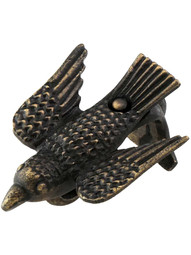 Cast-Iron Bird Picture Rail Hook in Antique Brass.